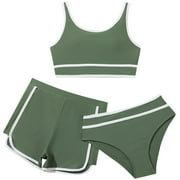 TAIAOJING Toddler Baby Girls Swimsuit Kids Girls Bikini Swimsuits With Shorts 3 Piece Bikini Sets Sport Bathing Suits